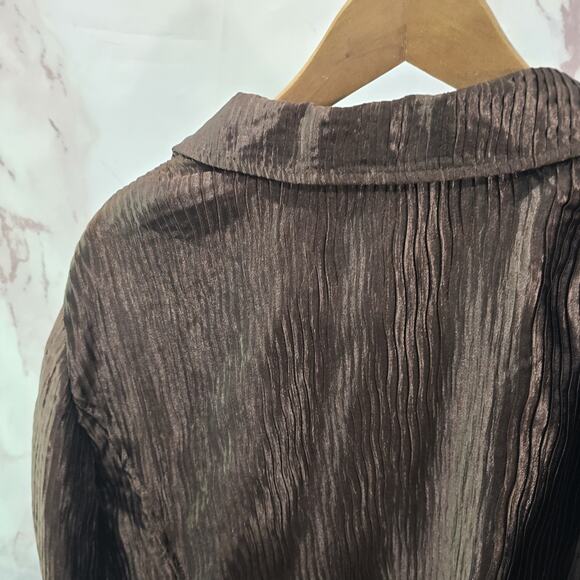 Chicos Jacket Women XL 3 Brown Lightweight Textured Blazer Blouse Artsy - Picture 6 of 10